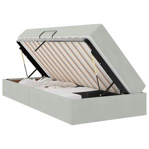 vidaXL Cama com arruma&ccedil;&atilde;o e colch&atilde;o Cinzento-claro 90 x 190 cm Veludo