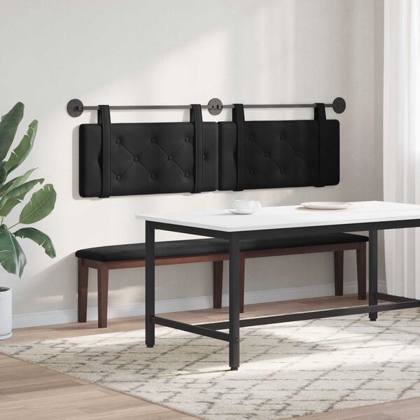 vidaXL Cabeceira Suspensa Preto 190 x 55 x 5 cm Veludo