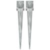 vidaXL Estacas de enterrar 2 pcs 14x14x91 cm a&ccedil;o galvanizado prateado