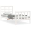 vidaXL Estrutura cama de solteiro c/ cabeceira madeira maci&ccedil;a branco