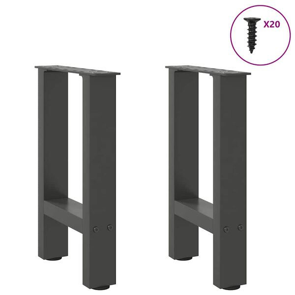 vidaXL P&eacute;s para mesa de centro antracite 2 pe&ccedil;as 38x(42-43) cm a&ccedil;o