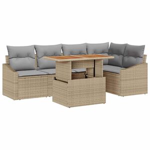 vidaXL Conjunto de Sof&aacute; de Jardim 6 unid. Bege e Cinza