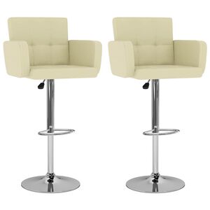 vidaXL Bancos de bar 2 pcs couro artificial cor creme