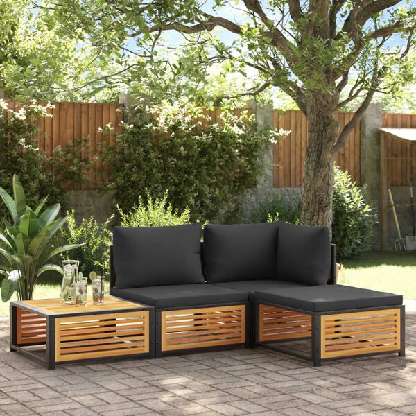 vidaXL Banco de jardim com almofad&atilde;o 68x68x30 cm ac&aacute;cia maci&ccedil;a