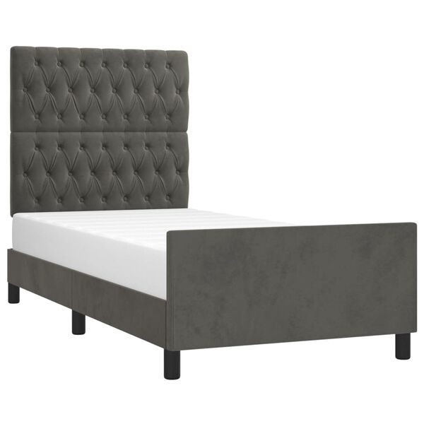 vidaXL Estrutura de cama sem colchão 90x190 cm veludo cinzento-escuro
