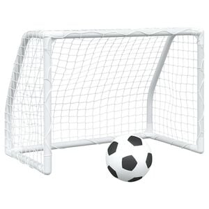 vidaXL Baliza futebol infantil 2 pcs c/ bola 64x35x48 cm metal branco