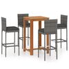 vidaXL 5 pcs conjunto de bar para jardim com almofad&otilde;es cinzento