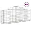 vidaXL Cestos gabi&atilde;o arqueados 40pcs 200x50x80/100cm ferro galvanizado