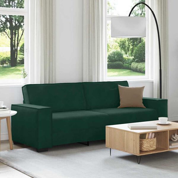 vidaXL Sof&aacute; de 3 lugares 220x78x84 cm veludo verde-escuro