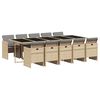 vidaXL 11 pcs conj. jantar jardim c/ almofad&otilde;es vime PE bege misturado