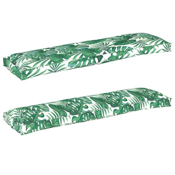 vidaXL Conjunto de Almofadas para Palete Floral 2 pcs Padr&atilde;o de Folhas