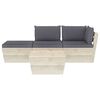 vidaXL 4 pcs conjunto lounge de paletes + almofad&otilde;es madeira de abeto