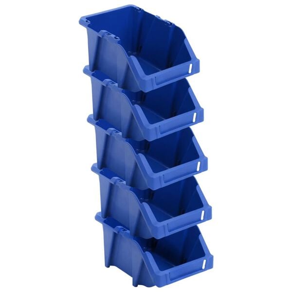 vidaXL Caixas de arruma&ccedil;&atilde;o empilh&aacute;veis 250 pcs 103x165x76 mm azul