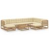 vidaXL 10pcs conj. lounge ext. c/ almofadões pinho maciço castanho-mel