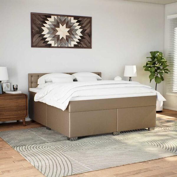 vidaXL Cama com molas/colch&atilde;o 180x200 cm couro artificial cappuccino