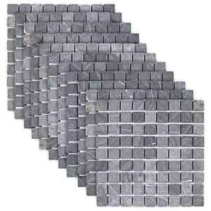 vidaXL Azulejos de Mosaico Cinzento 30 x 30 cm M&aacute;rmore