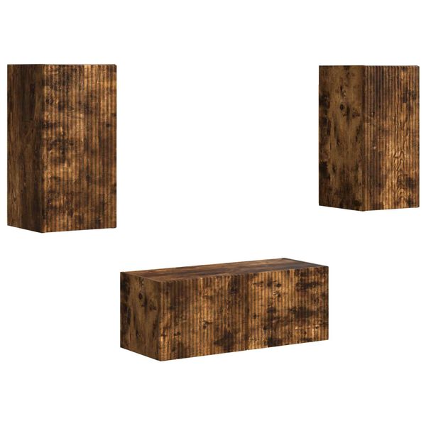 vidaXL Conjunto de m&oacute;vel de TV 6 pcs Carvalho Defumado