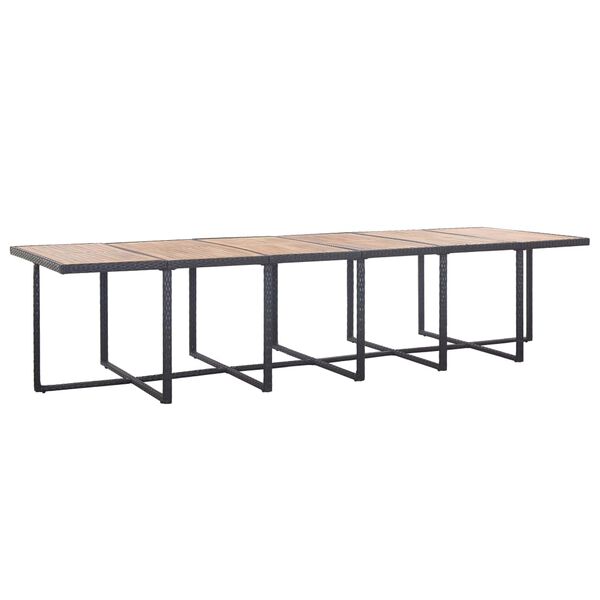 vidaXL 17 pcs conjunto jantar exterior com almofad&otilde;es vime PE preto