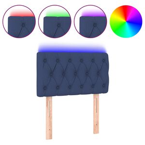 vidaXL Cabeceira de cama c/ luzes LED tecido 80x7x78/88 cm azul