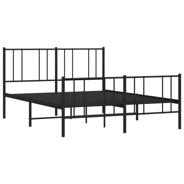 vidaXL Estrutura de cama com cabeceira e p&eacute;s 140x190 cm metal preto