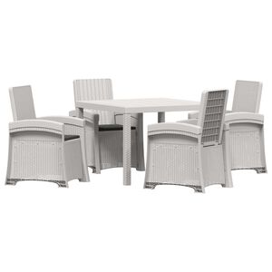 vidaXL Conjunto de Jantar para Jardim 5 unid. Branco e Antracite PP