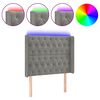 vidaXL Cabeceira cama c/ luzes LED veludo 103x16x118/128cm cinza-claro