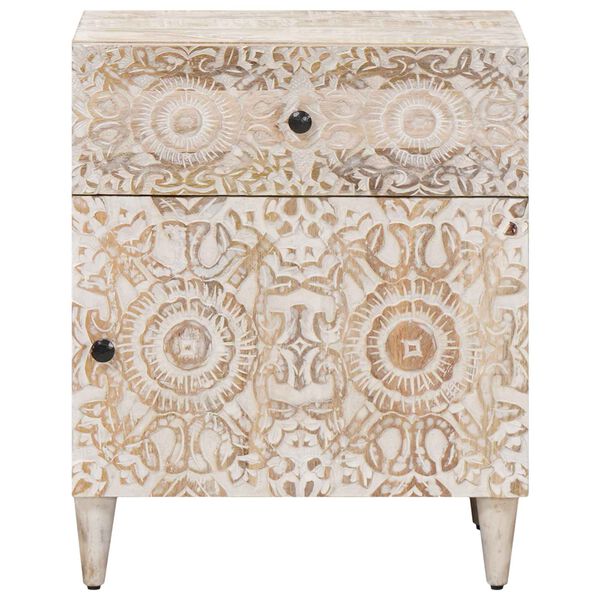 vidaXL Gabinete de Cama Branco 50 x 33 x 60 cm Madeira de manga maci&ccedil;a