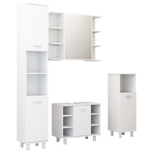 vidaXL 4 pcs conjunto de m&oacute;veis de casa de banho contraplacado branco