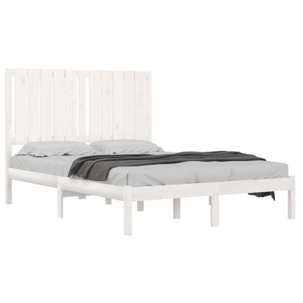 vidaXL Estrutura cama pequena casal 120x190 cm pinho maci&ccedil;o branco