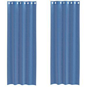 vidaXL Cortinas de voile com ilh&oacute;s 2 pcs azul real