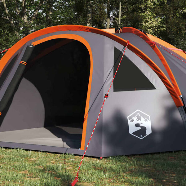 vidaXL Barraca de Camping Cinzento e laranja 308 x 268 x 130 cm