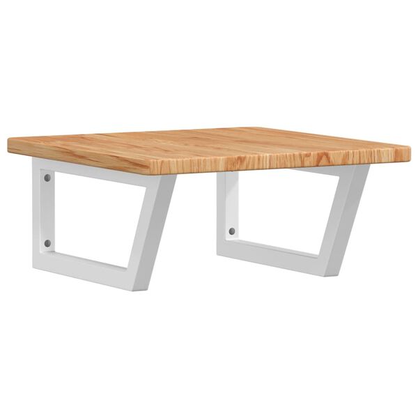 vidaXL Prateleira de parede p/ lavat&oacute;rio a&ccedil;o/madeira carvalho maci&ccedil;a