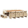 vidaXL 13 pcs conjunto de jantar p/ jardim com almofad&otilde;es vime PE bege