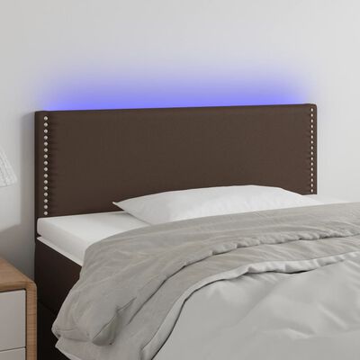 vidaXL Cabeceira de cama c/ LED 90x5x78/88cm couro artificial castanho