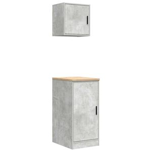 vidaXL Arm&aacute;rios de garagem 2 pcs madeira processada cinzento-cimento
