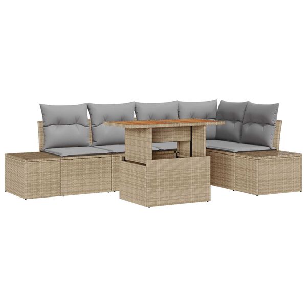 vidaXL Conjunto de Sofá de Jardim 6 pcs Bege Rattan Sintético