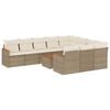 vidaXL 11 pcs conjunto sof&aacute;s de jardim c/ almofad&otilde;es vime PE bege