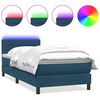 vidaXL Cama box spring c/ colch&atilde;o e LED 100x220 cm veludo azul-escuro