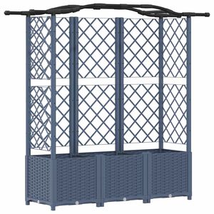vidaXL Cama Elevada com Treli&ccedil;a e Telhado Cinzento 163 x 40 x 141 cm