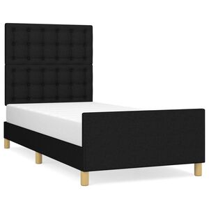 vidaXL Estrutura de cama c/ cabeceira tecido 90x190 cm preto