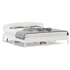 vidaXL Cama sem colch&atilde;o 200x200 cm madeira de pinho maci&ccedil;a branco