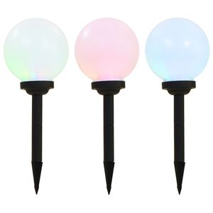 vidaXL Candeeiro solar de exterior LED 3 pcs esf&eacute;rico 20 cm RGB