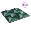 vidaXL Pain&eacute;is de parede 12 pcs Verde Origami 50 x 50 cm Espuma XPS