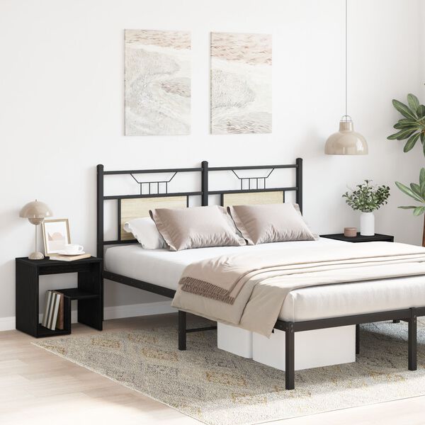 vidaXL Arm&aacute;rio de Cabeceira 2 pcs Carvalho Preto 40 x 30 x 40 cm