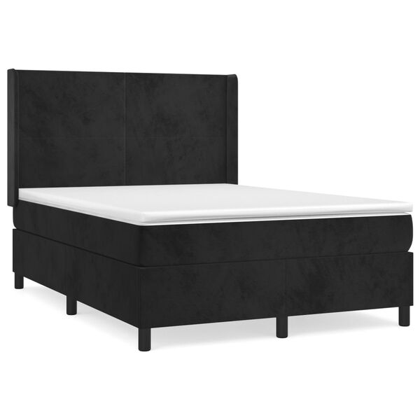 vidaXL Cama com molas/colch&atilde;o 140x190 cm veludo preto