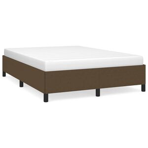 vidaXL Estrutura de cama sem colch&atilde;o 140x190 cm tecido castanho-escuro