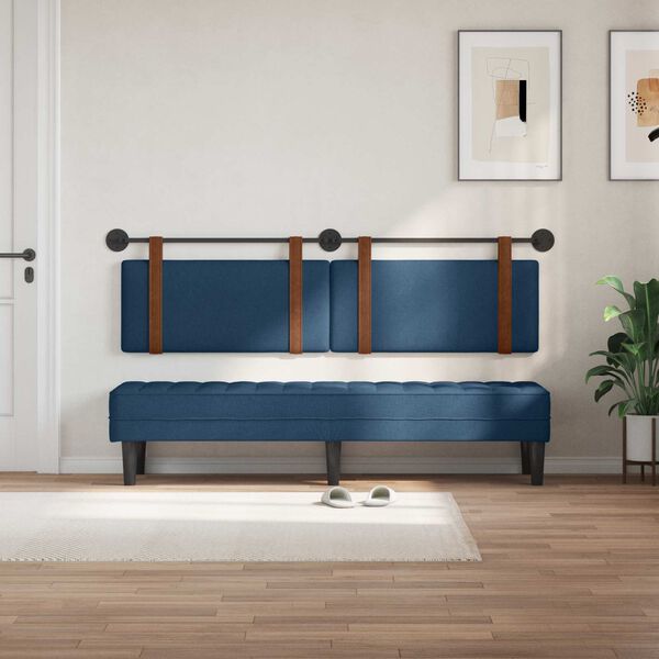 vidaXL Cabeceira Suspensa Liso Azul 170 x 55 x 5 cm PU Antigo
