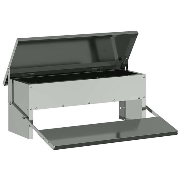 vidaXL Comedouro de Pedal para Frango Prateado 48,5 x 39,5 x 19 cm