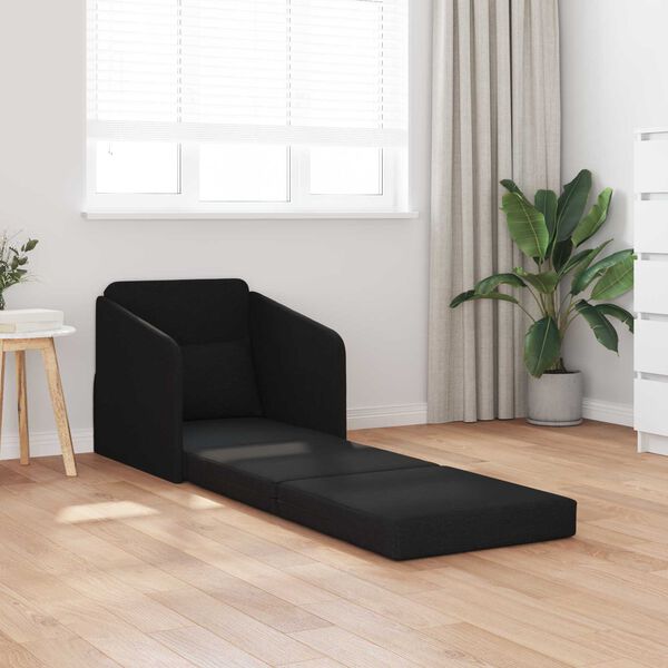vidaXL Sof&aacute;-Cama Preto 65 x 80 x 83 cm tecido