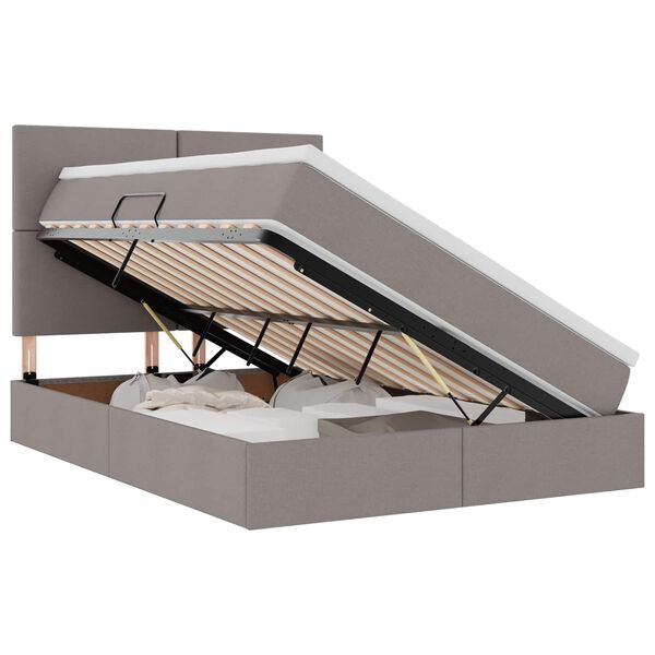 vidaXL Cama com arruma&ccedil;&atilde;o e LED Cinzento-acastanhado 140 x 190 cm
